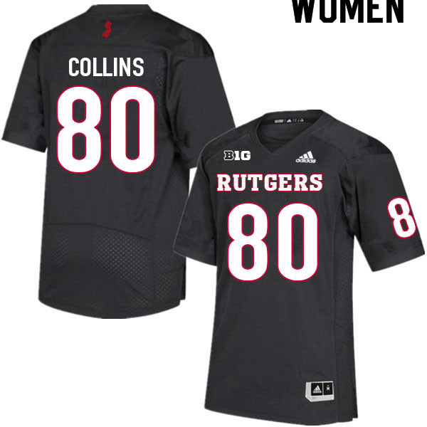 Women #80 Shawn Collins Rutgers Scarlet Knights College Football Jerseys Sale-Black - Click Image to Close